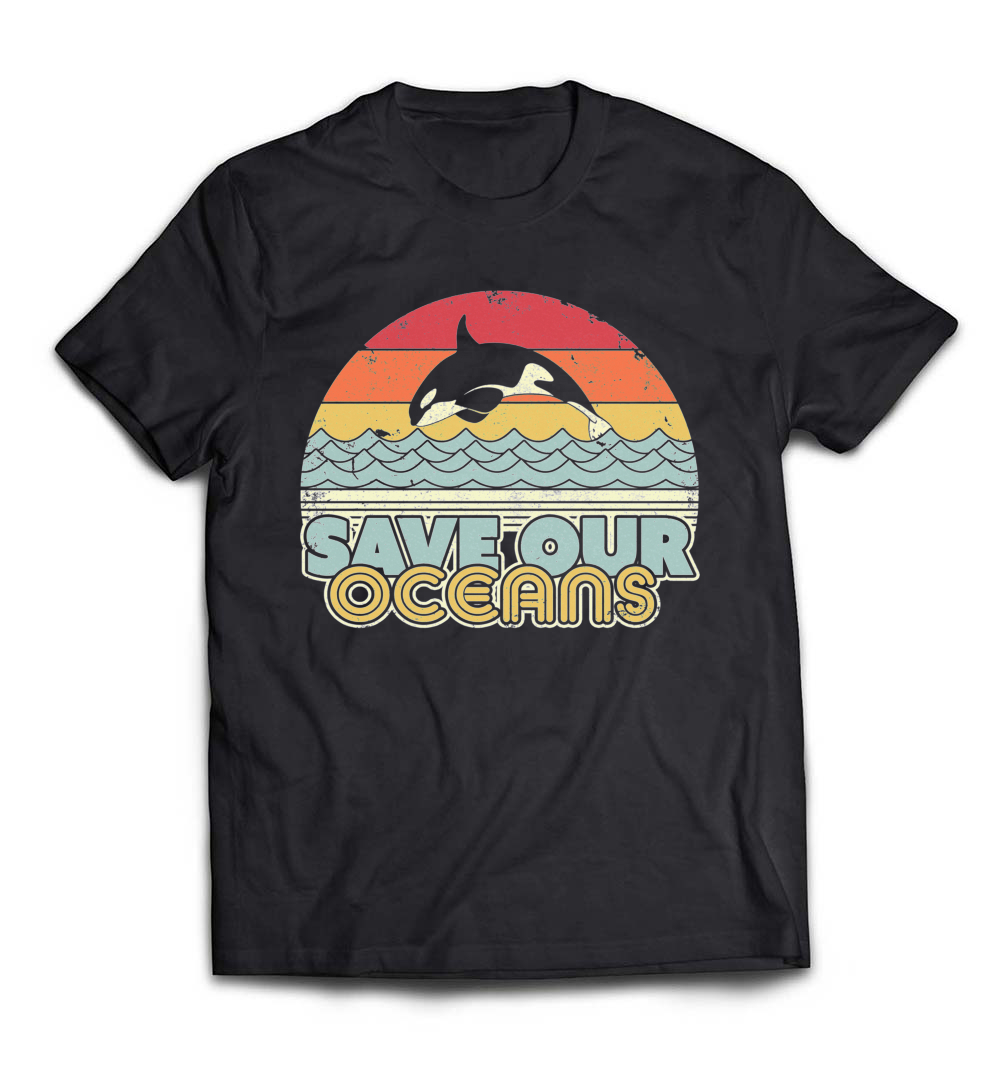 Save Our Oceans: Orca Whale Retro Climate Change Long Sleeve T-Shirt